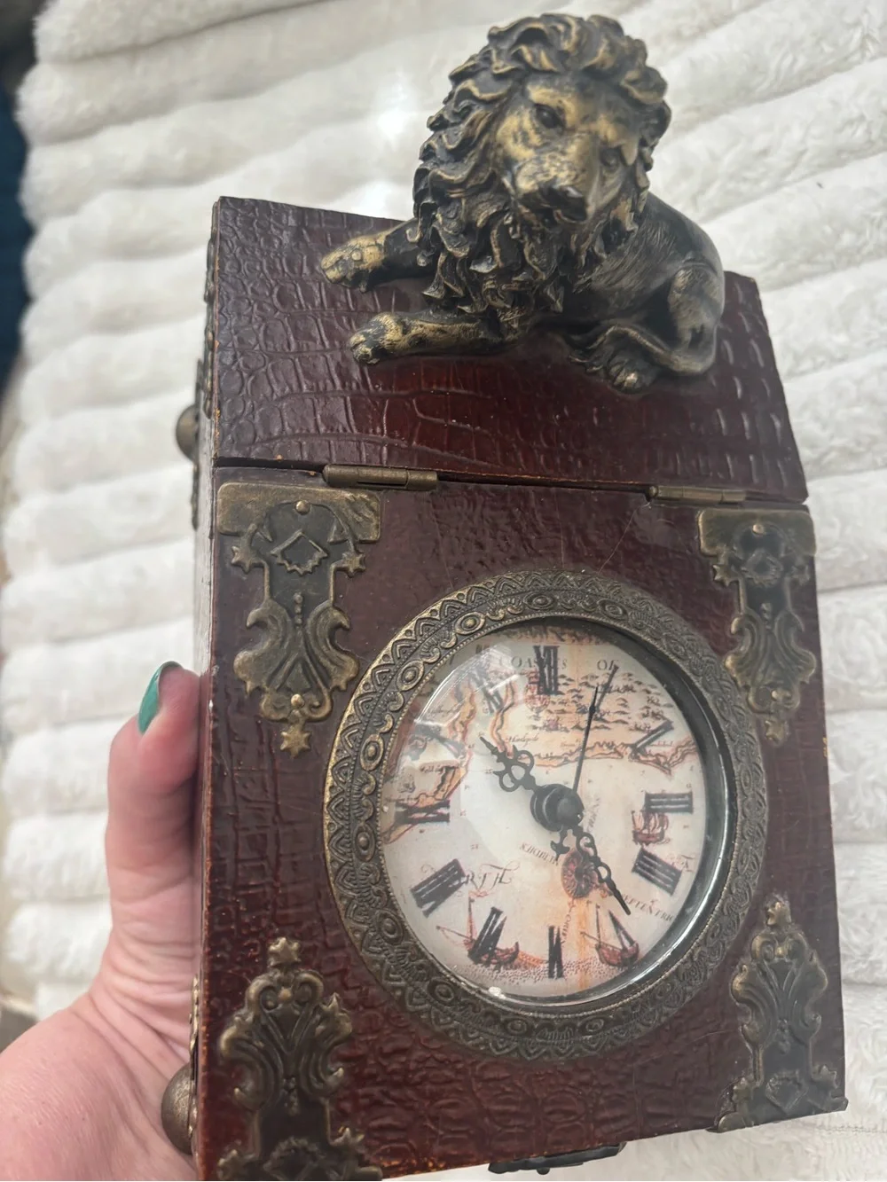 Vintage-Style Brown Decorative Box w/Antique Brass Accents Final Sale